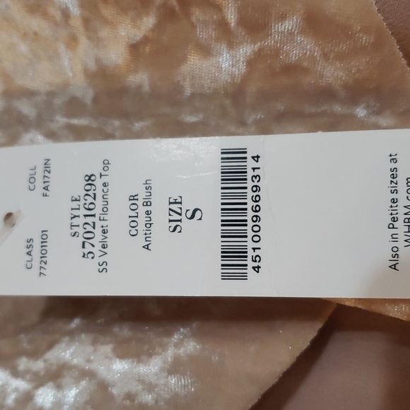 ⭐NWT WHBM Velvet Ruffle Tie Top - Picture 7 of 10